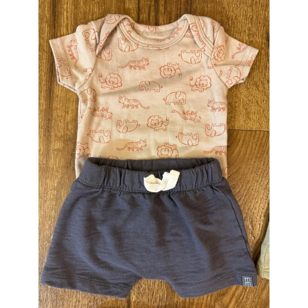 Garanimals Carters‎ Baby Boy Bodysuits Shorts Lot 0/3 Months Summer Lion Safari
